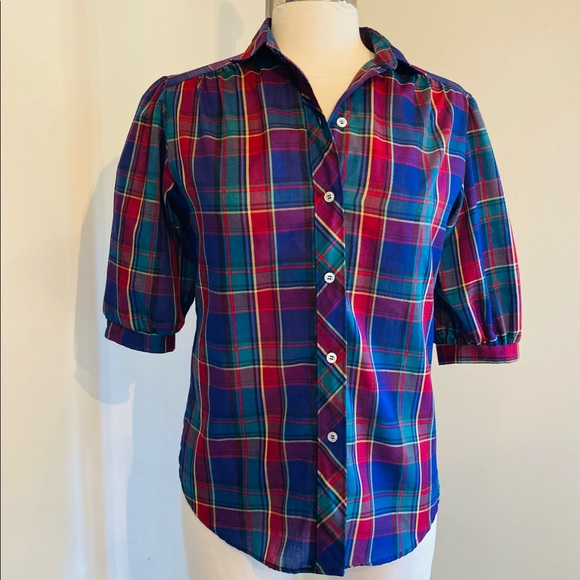 Cheryl Tiegs Button-Up Plaid Blouse - Picture 2 of 6